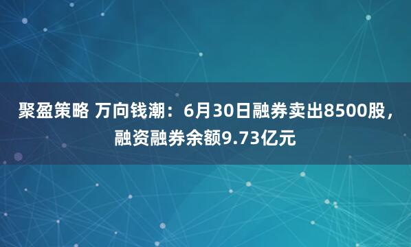 聚盈策略 万向钱潮：6月30日融券卖出8500股，融资融券余额9.73亿元